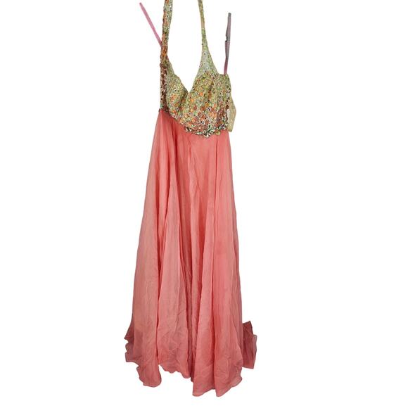Blush Prom Women's Pink Rhinestone Sequins Zip Closer Long Dress Size 10 - Picture 1 of 6